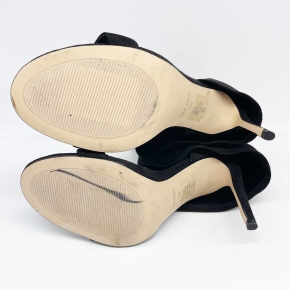 Nine West Women's Macken 2 Heels Faux Suede Open Toe Shoes Black Size 8M - Picture 8 of 12